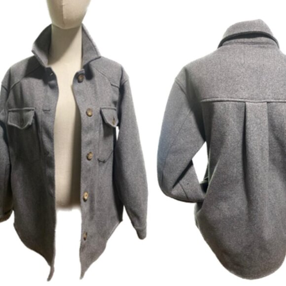 SHACKET LOVE TREE GRAY SOFT BULKY FLEECE LAGENLOOK W 2 PATCH POCKETS EUC SZ S - Picture 1 of 13